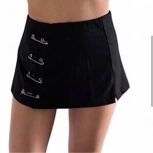 UNIF Black Skirt with Safety Pin Accents